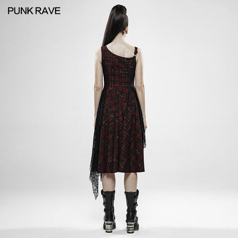 Punk Rebellious Girl Irregular Dress - Red