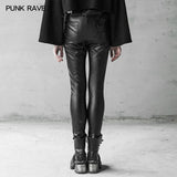 Military Uniform Buckle Skinny PU Leather Pants (with belt)