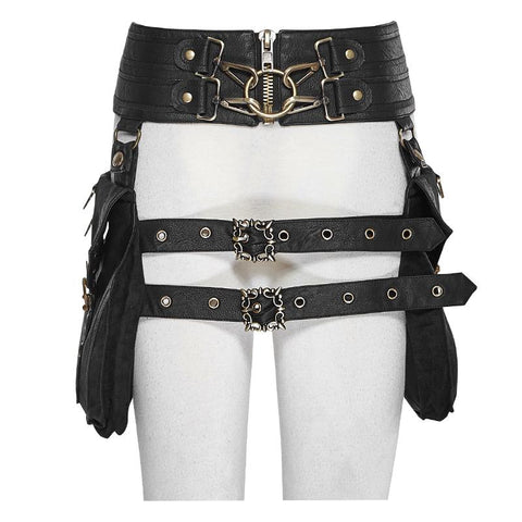 Metallic Eyelets Zipper Up Belts Across Waist Bag Accessories