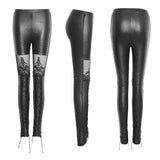 Women's Victorian Style Sexy Leather Gothic Leggings With Lace