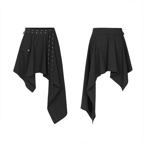 Punk asymmetrmetric vertical half skirt