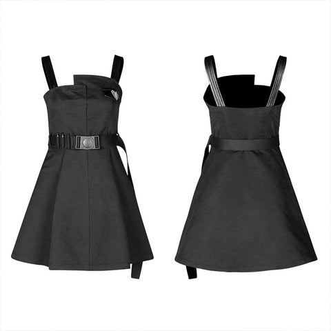 "Hardcore Girl" series military asymmetrical placket slip dress