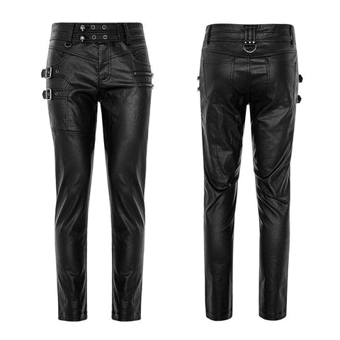 Punk imitation leather pants