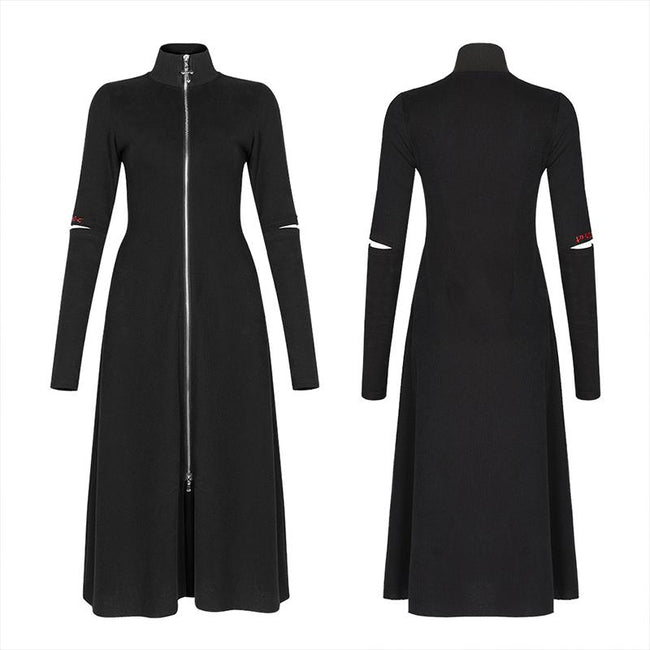 Knitted high-neck long coat