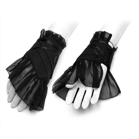 Abstinence crossover strap fingerless gloves