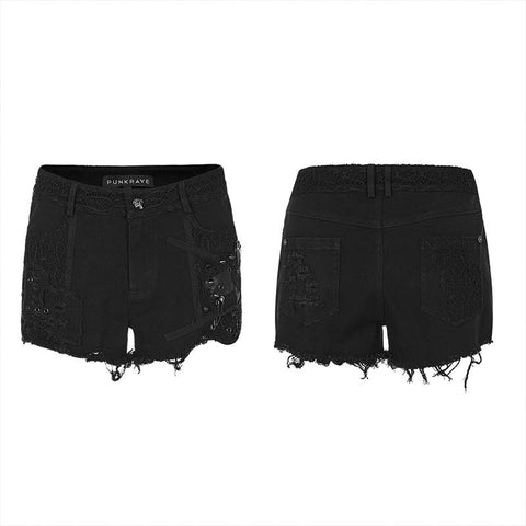 2021 Women Punk Ripped Denim Shorts