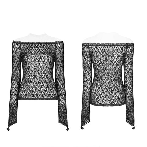 Gothic Rebirth Transparent Lace Long Sleeve T-Shirt