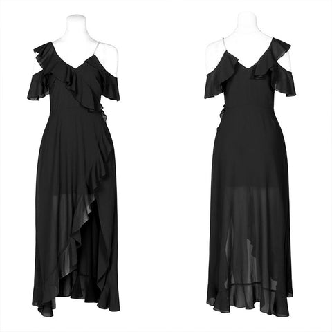 Long open fork chiffon long skirt