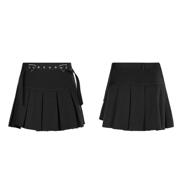 "Hardcore Girl" series simplest short front and long back pleated skirt