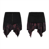 Squares printing  Print Hem Mid-waist Skirt