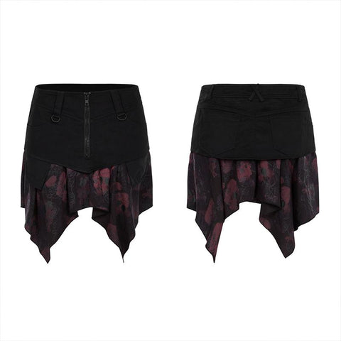 Squares printing  Print Hem Mid-waist Skirt