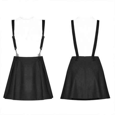 Dark Girl A pendulum Plaid Suspender Half Skirt
