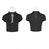Hollow-out Strap Short-sleeved T-shirt