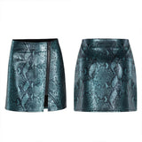 Serpentine PU leather little A-line skirt