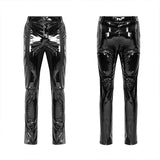 Punk Mechanical Patent pu Leather Trousers