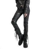Top Sale Vintage Leather Punk Pants With Awl Nail On Knee