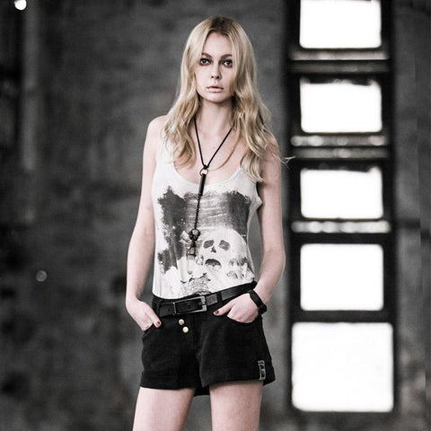 Digital Printing Sleeveless Punk Shirt