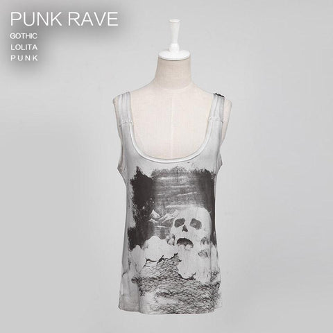 Digital Printing Sleeveless Punk Shirt