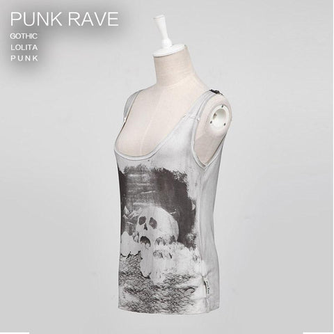 Digital Printing Sleeveless Punk Shirt