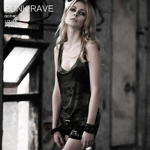 Digital Printing Sleeveless Punk Shirt