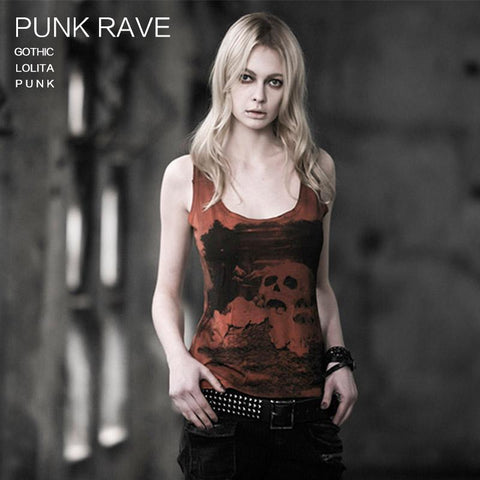 Digital Printing Sleeveless Punk Shirt