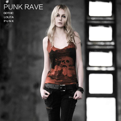 Digital Printing Sleeveless Punk Shirt