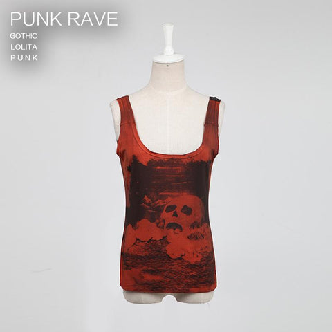 Digital Printing Sleeveless Punk Shirt