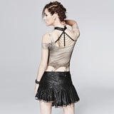 Women's Punk Personality Iron Chain Around Neck Strapless Top