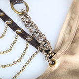 Women's Punk Personality Iron Chain Around Neck Strapless Top