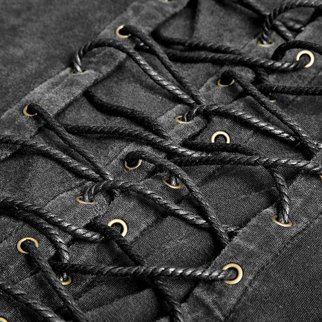 Black Rock Cotton Leather Belt Sleeveless Punk Shirts For Men