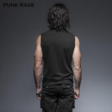 Black Sleeveless Stripe Tank Tops Punk Vest For Men