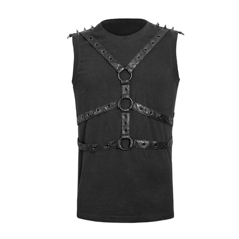 Black Sleeveless Stripe Tank Tops Punk Vest For Men