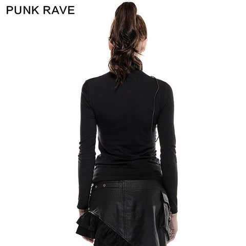 Coffe Steampunk Tight Mesh Punk Shirts With High Collar