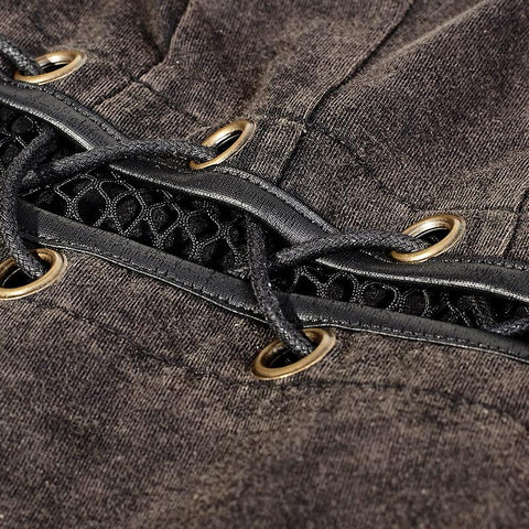 Coffe Steampunk Tight Mesh Punk Shirts With High Collar