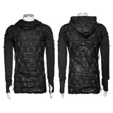 Womens & mens Double Layers Irregular Dark Gothic Shirt With Black Hole Hooded