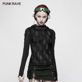 Womens & mens Double Layers Irregular Dark Gothic Shirt With Black Hole Hooded