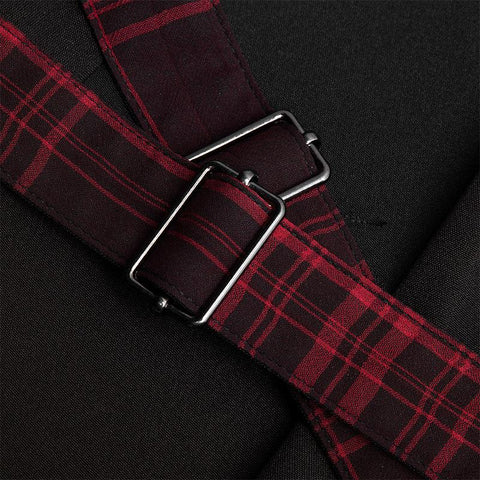 Plaid spliced suspender skirt