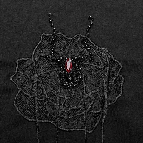 Gothic red-eyed spider embroidered dress