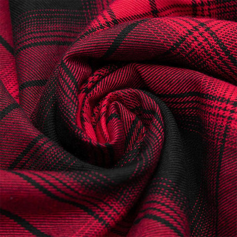 Stitched plaid braces skirt