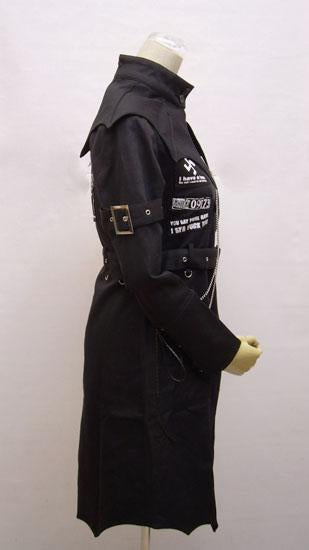 Black High Neck Visual Long Sleeve Punk Coat