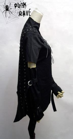 Black Visual Kei Punk Shirts With Little High Collar