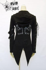 Black Long Sleeve Punk Jacket With Hood For Men
