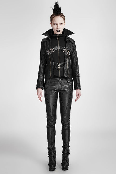 Fashion Chinchilla Leather Punk Coat