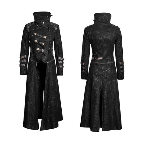 Black Winter High Collar Long Rock Punk Coat