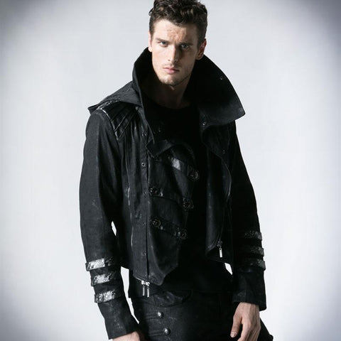 Black Winter High Collar Long Rock Punk Coat