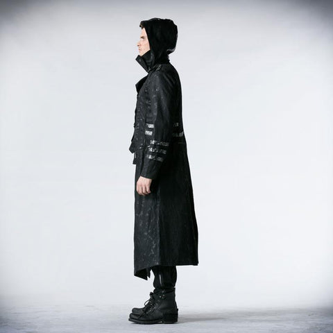 Black Winter High Collar Long Rock Punk Coat