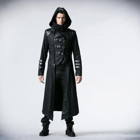 Black Winter High Collar Long Rock Punk Coat