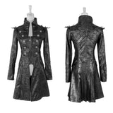 Fashion Black Long Leather Punk Trench Coats With Standing Collar