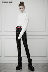 The soft, high-elastic denim fabric in contrast with elastic brush twill fabric Pants