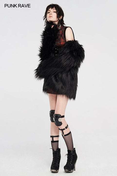 Simple punk imitation fur coat